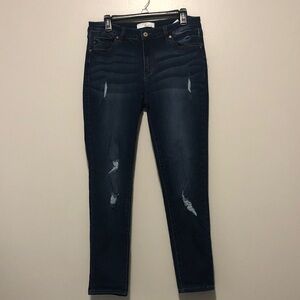 KanCan Distressed Dark Blue Skinny Jeans